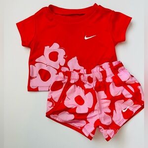 Nike Red and Pink Floral Toddler Outfit